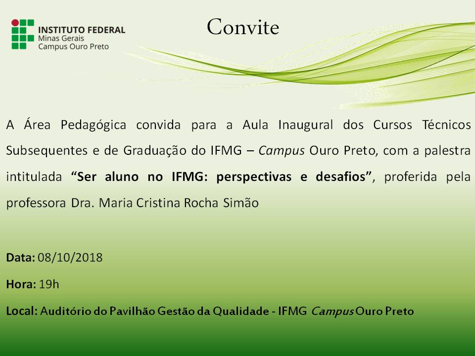 Convite - Aula Inaugural.